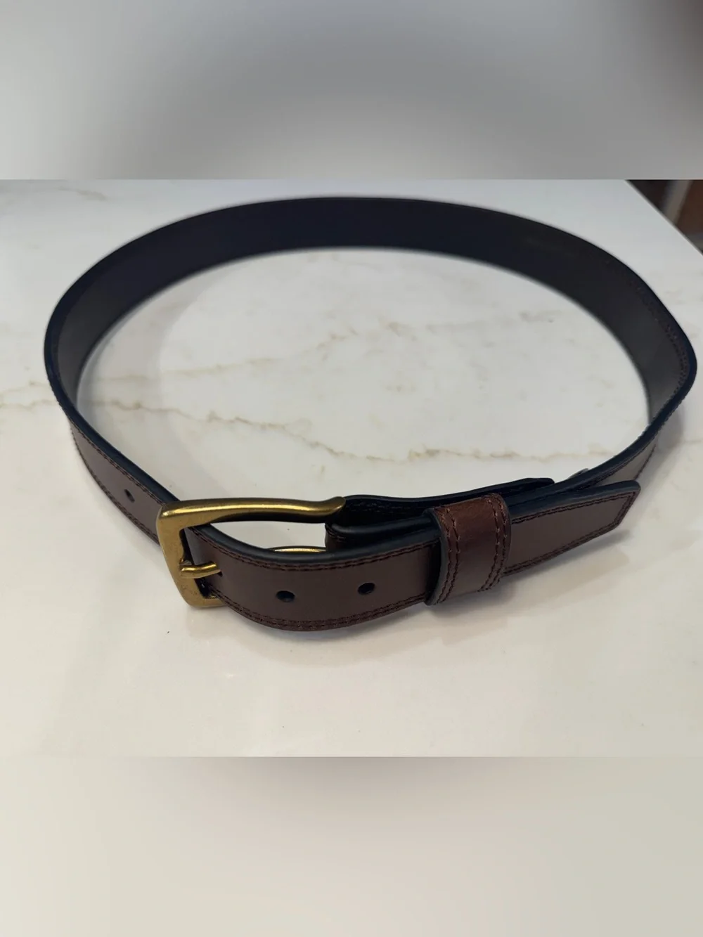 Carhartt Brown Leather Belt with Brass Buckle